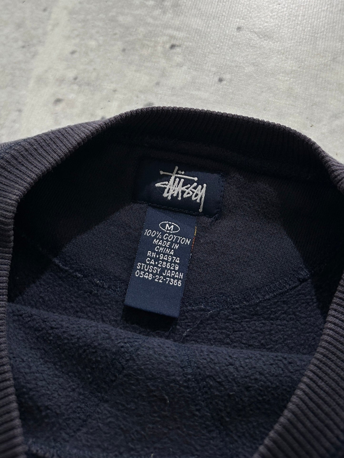 90's Stussy Crossbones Script Heavyweight Sweatshirt (S)