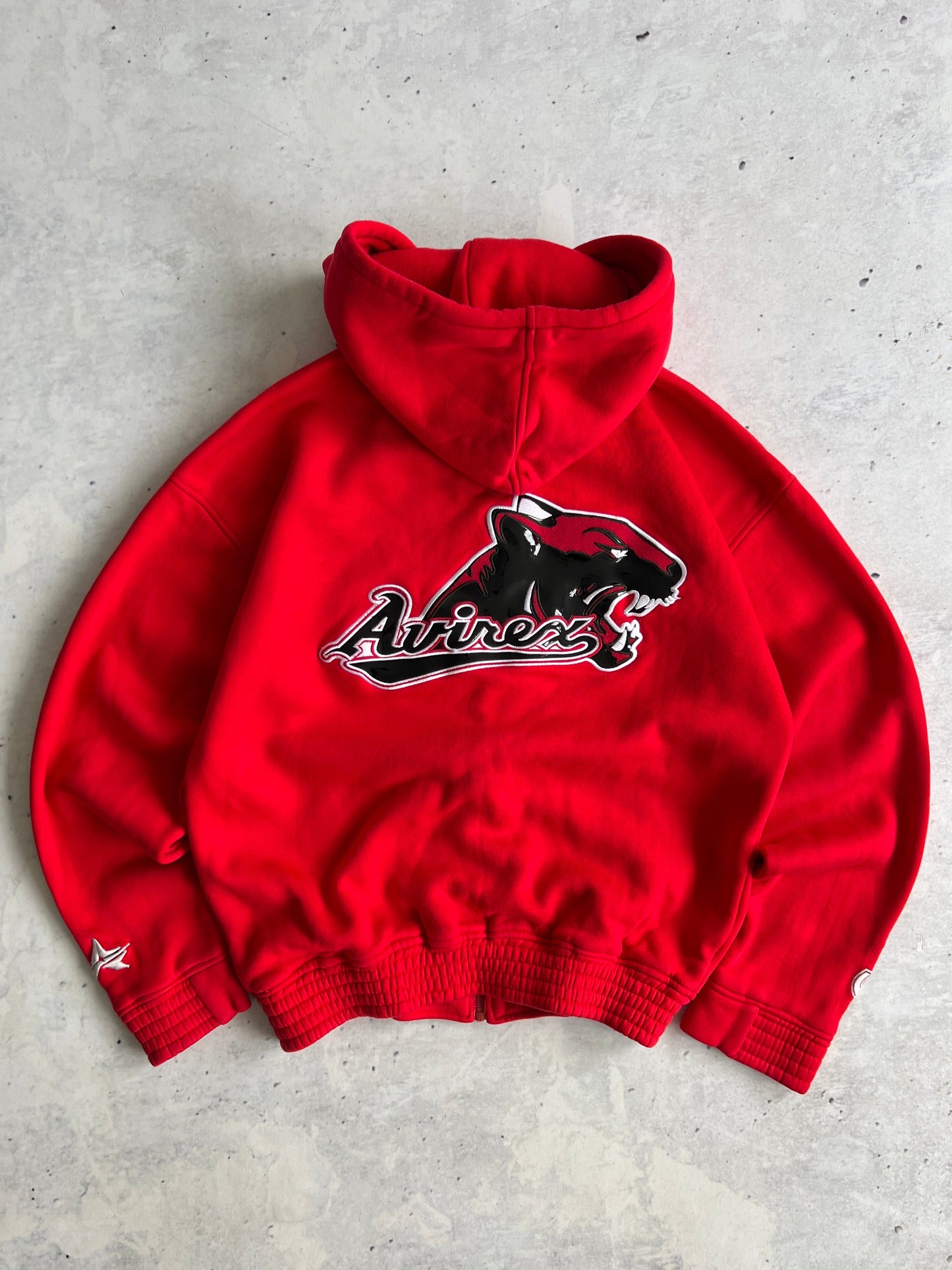 90's Avirex USA Embroidered glossy spellout Heavyweight Hoodie (M)