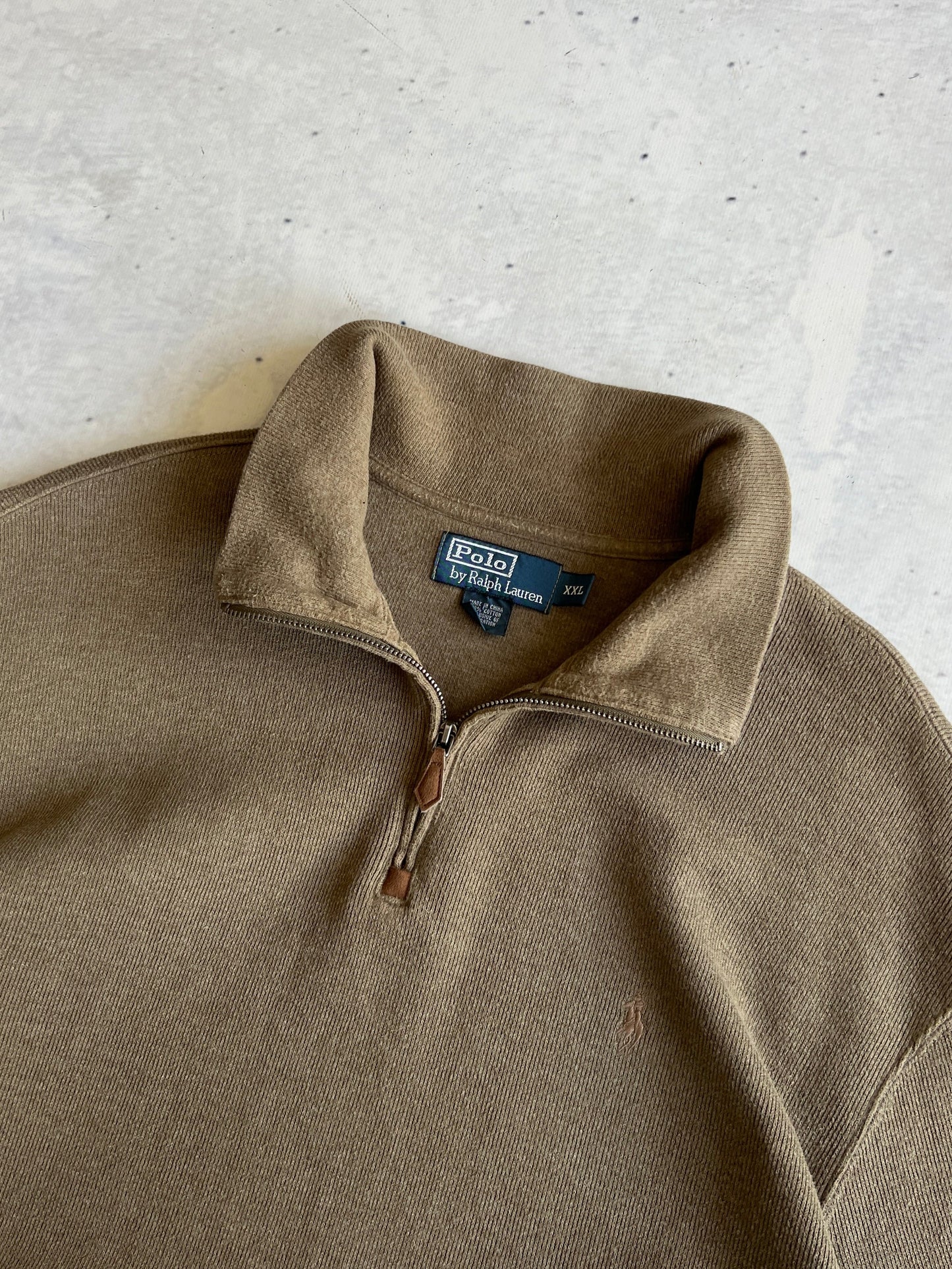 90's Ralph Lauren Heavyweight Ribbed 1/4 Zip Jumper (XXL)