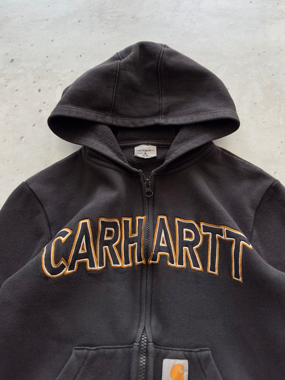 Vintage Carhartt Zip Up Spell Out Hoodie (Age 8-10)