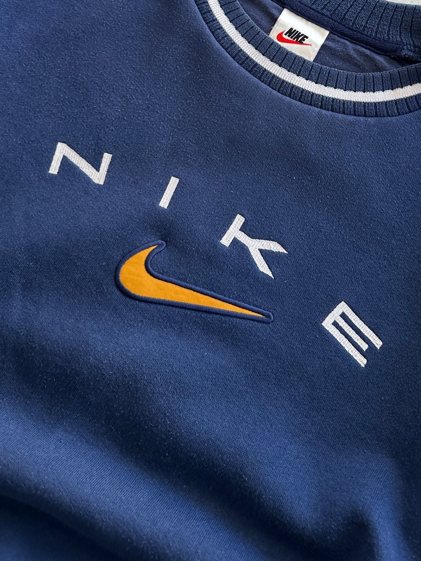 90's Nike Spell Out Swoosh Crewneck Sweatshirt (S)