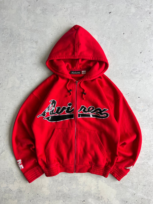 90's Avirex USA Embroidered glossy spellout Heavyweight Hoodie (M)