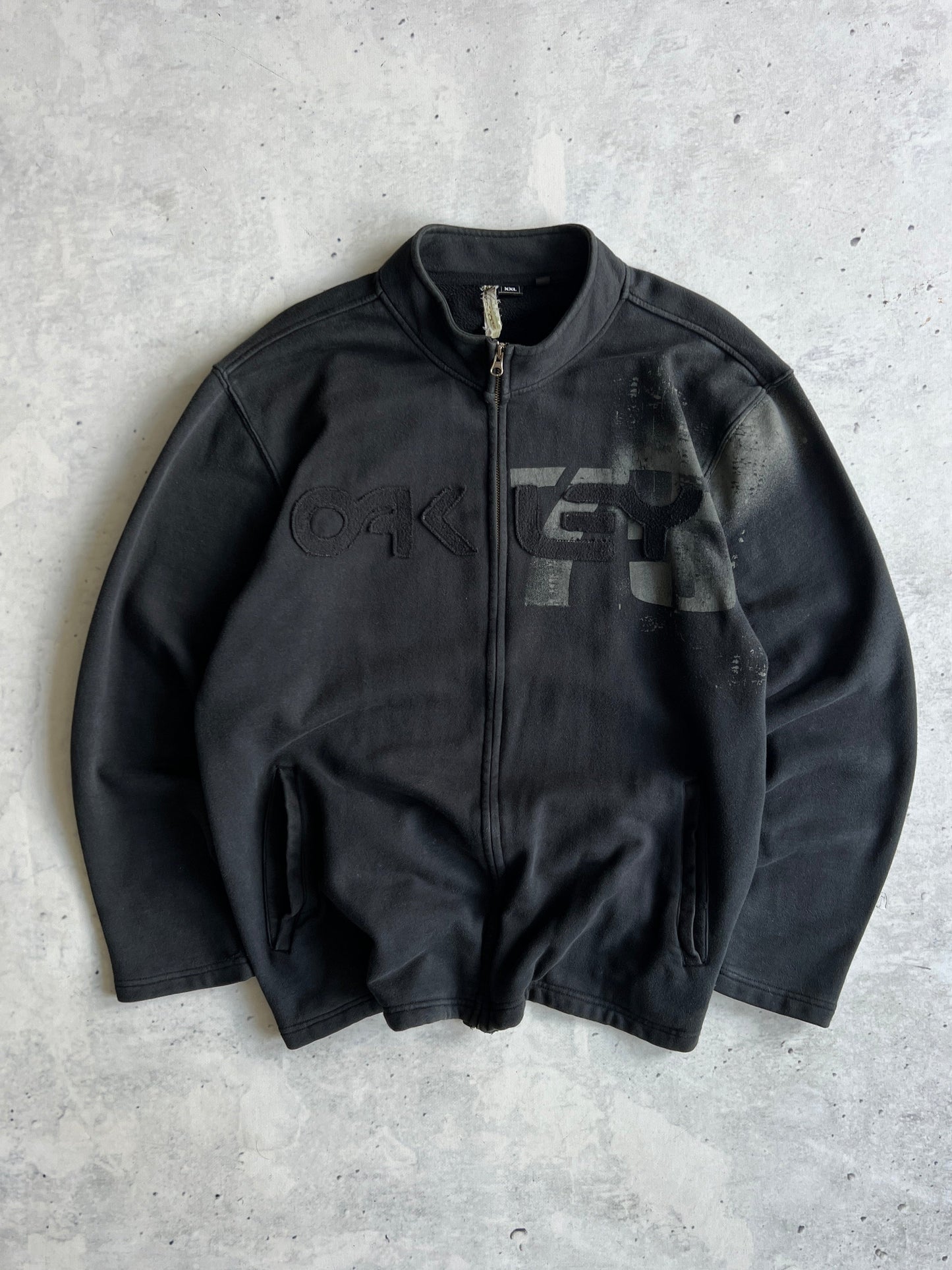 00's Oakley Heavyweight Spell Out Zip Up Sweatshirt (XXL)