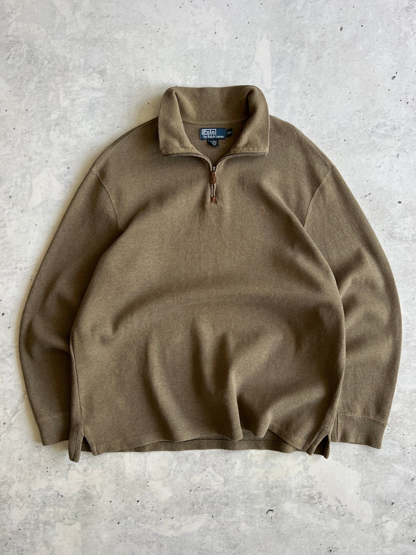 90's Ralph Lauren Heavyweight Ribbed 1/4 Zip Jumper (XXL)