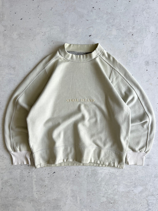 90's Stone Island marina Embroidered spell out Fleece lined Sweatshirt (XL)