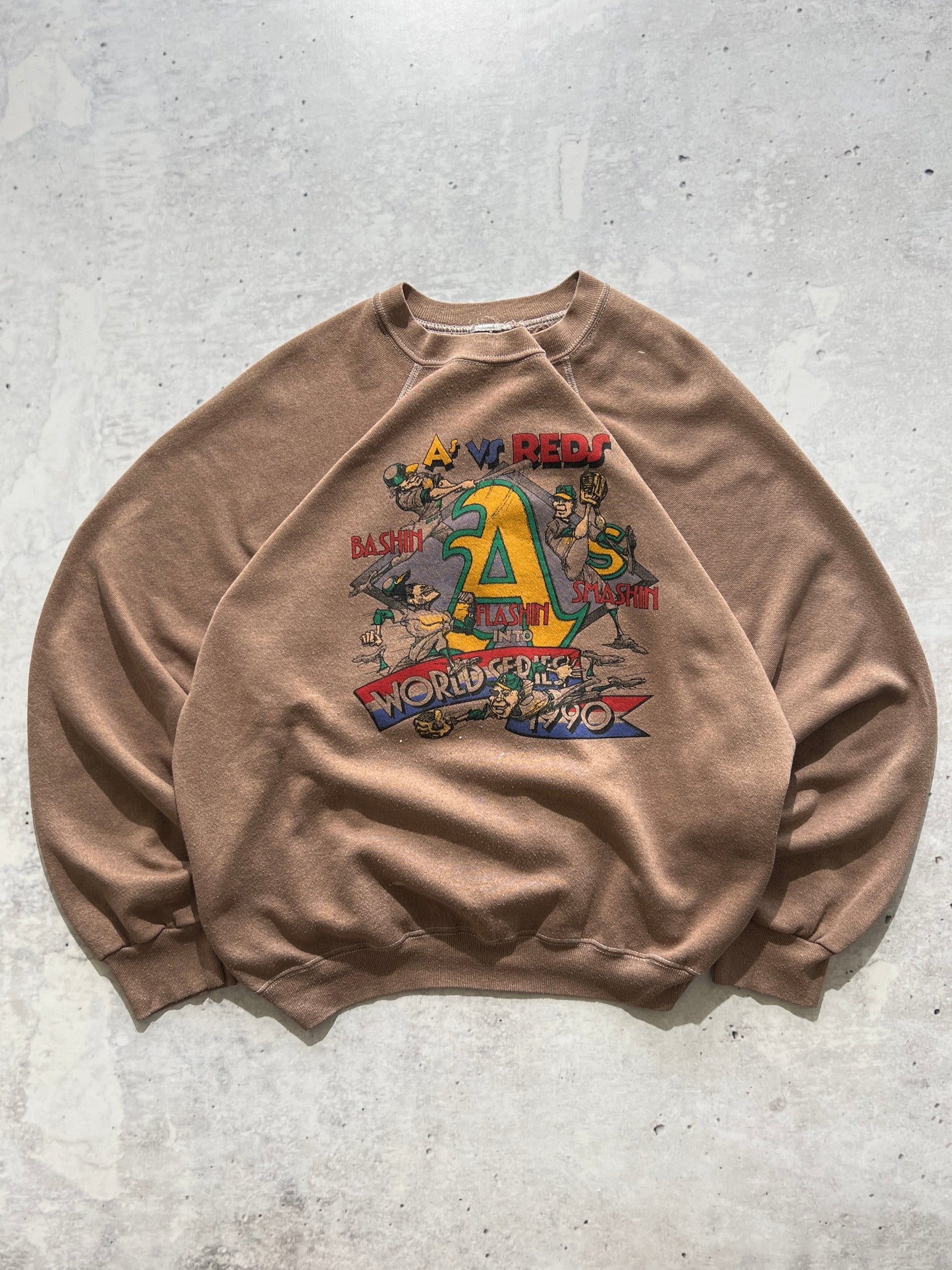 1990 A's vs Reds crewneck sweatshirt (L)