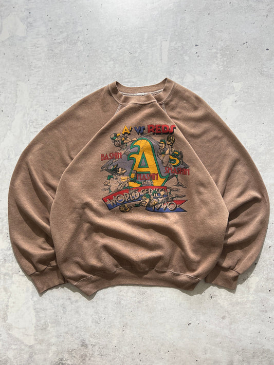 1990 A's vs Reds crewneck sweatshirt (L)